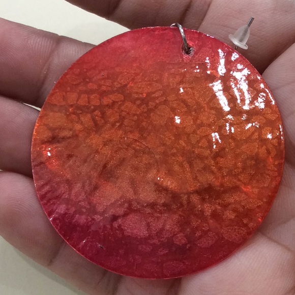 Capiz shell exotic orange red ombré earrings new - Picture 2 of 3